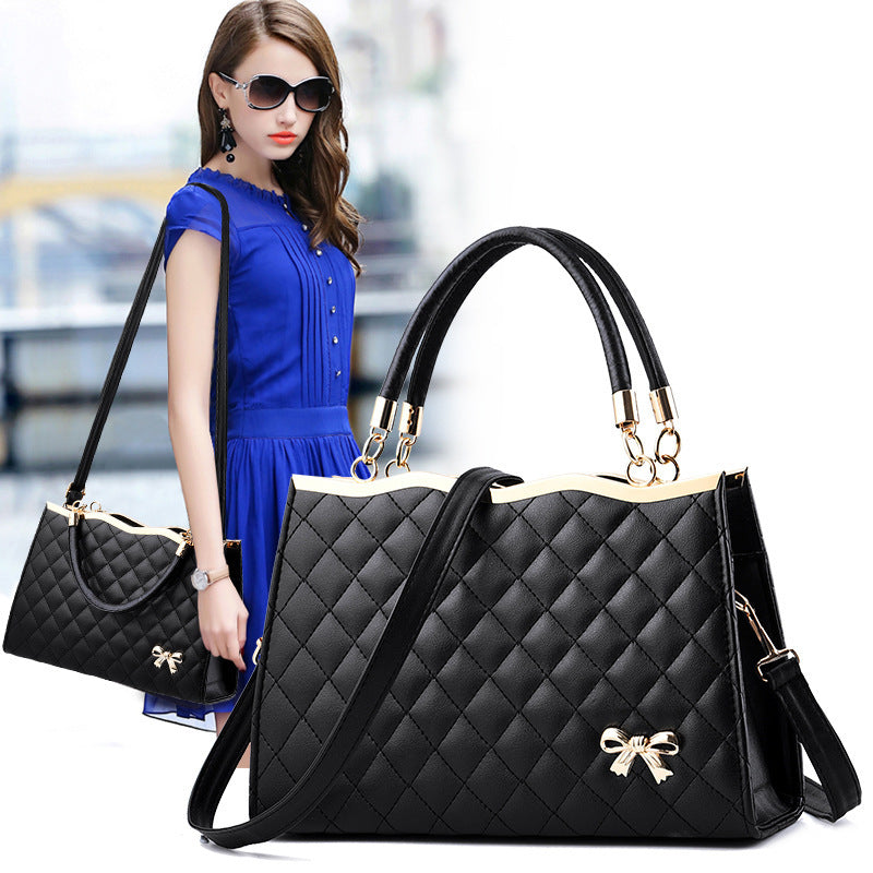 Women's Quilted Bow-Accent Structured Tote Bag – Oversized Shoulder & Crossbody Handbag for Women, Timeless Elegance