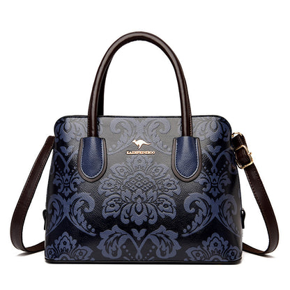 Women's Gilded Heirloom Satchel - Hand-Tooled Embossed Leather Convertible with Timeless Architecture & Artisan Legacy