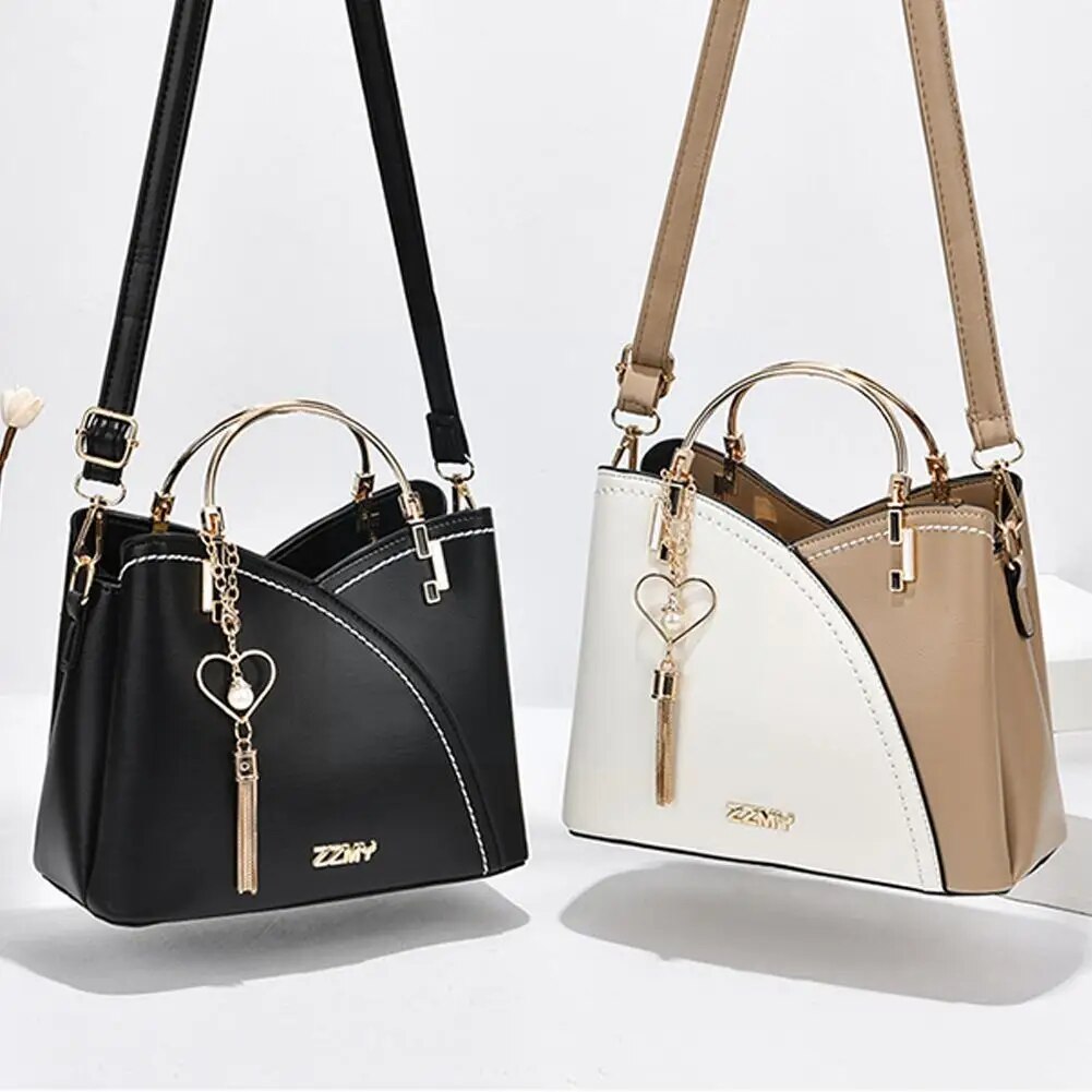 Patchwork PU Leather Large Tote Shoulder Crossbody Bag
