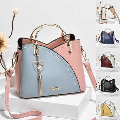 Patchwork PU Leather Large Tote Shoulder Crossbody Bag