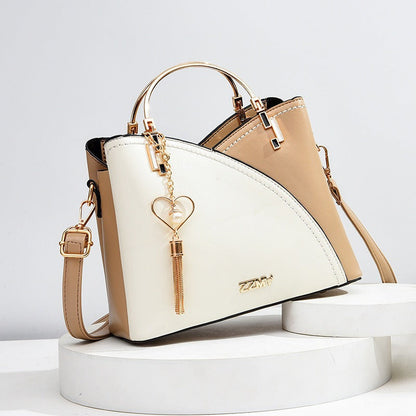 Patchwork PU Leather Large Tote Shoulder Crossbody Bag
