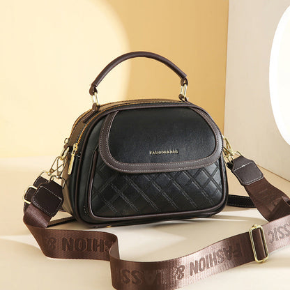 Women's Quilted Round Bag – Crossbody & Shoulder Mini Purse for Women