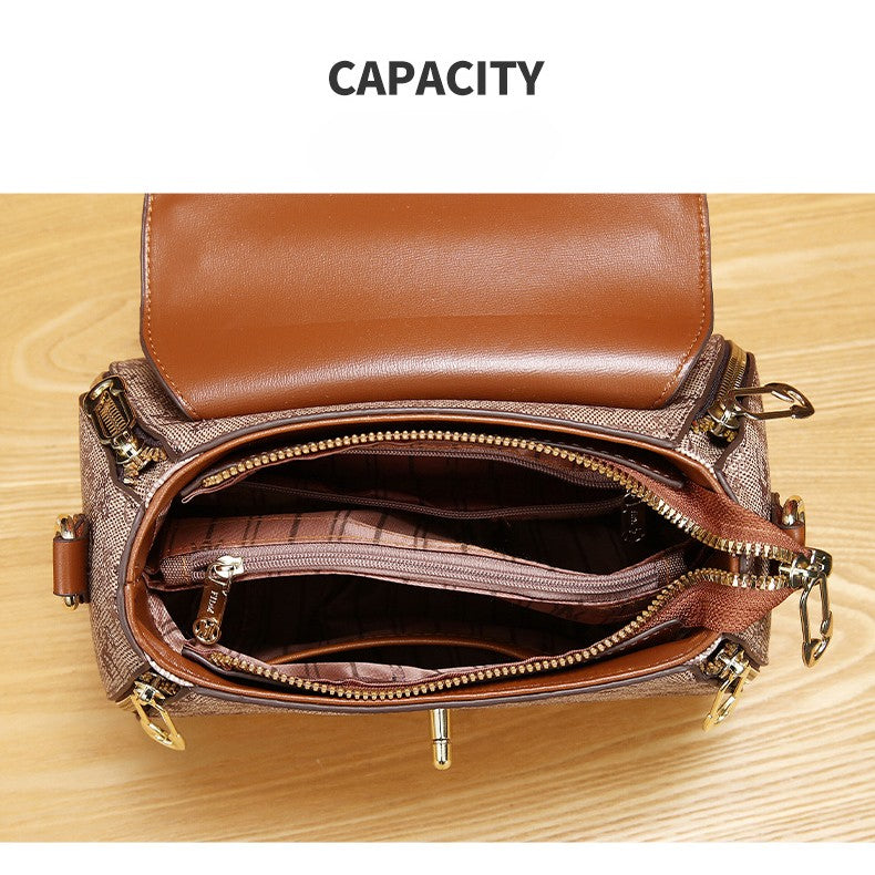 Women's Classic Letter Print Apple Bag - Multi-Way Crossbody Shoulder Tote Handbag Purse