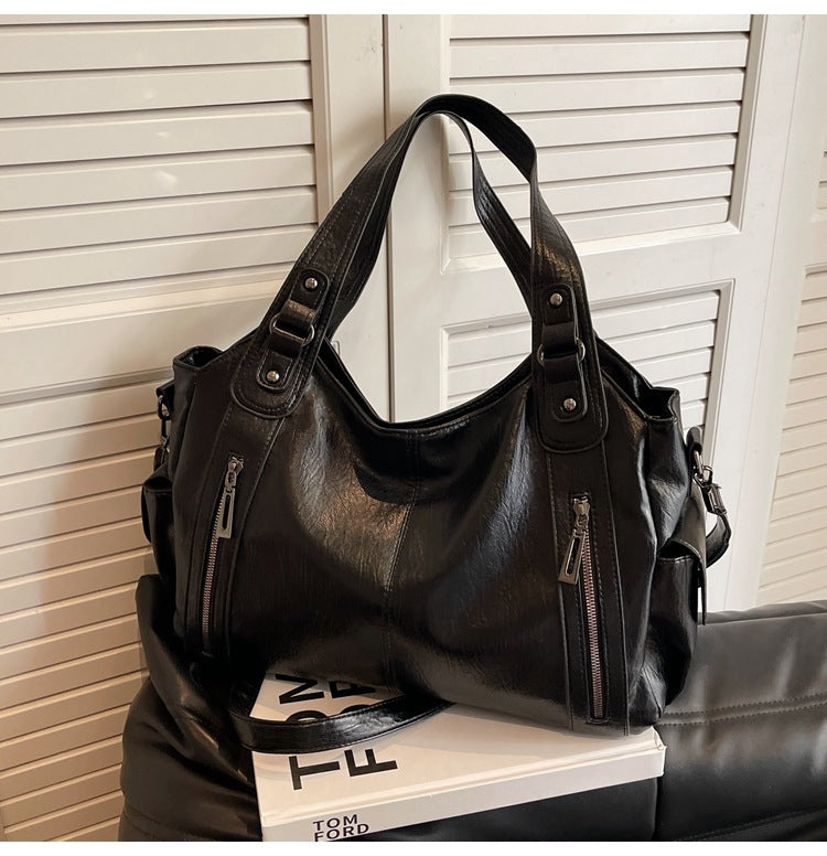 Women's Large-Capacity Vintage Tote Bag: Versatile High-End Shoulder and Handbag, Suitable for Crossbody Wear