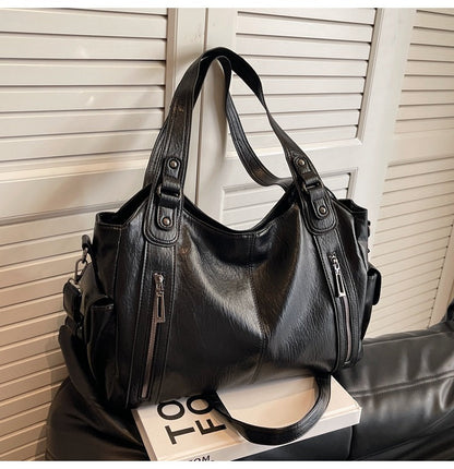 Women's Large-Capacity Vintage Tote Bag: Versatile High-End Shoulder and Handbag, Suitable for Crossbody Wear