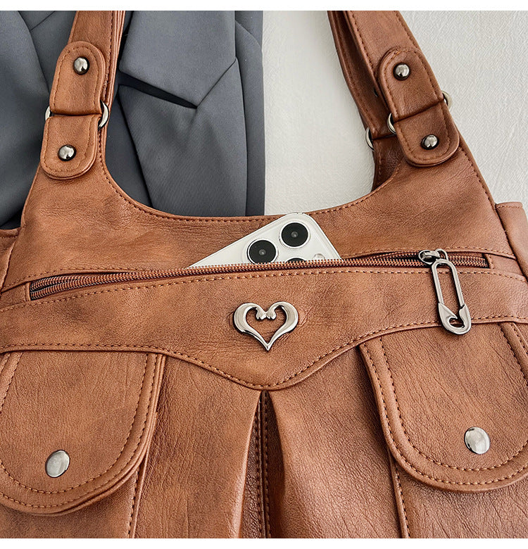 Women's Large Capacity Crossbody Bag - Premium Leather Underarm Purse for Commuter, Travel & Work, Adjustable Strap & Anti-Theft Design