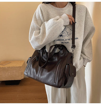 Women's Large-Capacity Vintage Tote Bag: Versatile High-End Shoulder and Handbag, Suitable for Crossbody Wear
