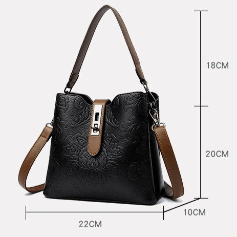 Women's Heritage Artisan Bucket - Distinctive Hand-Blocked Motifs on Heirloom Leather with Village-to-City Versatility