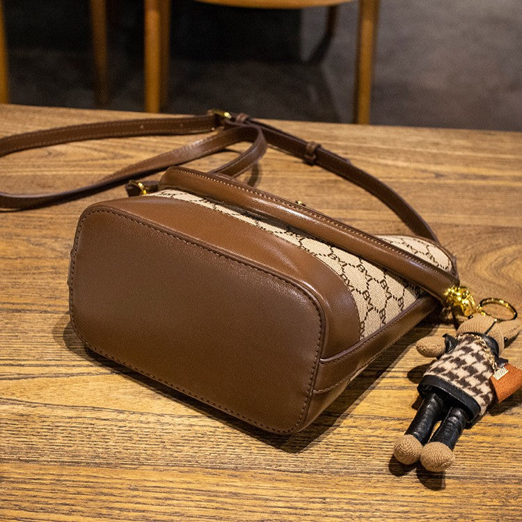 Women's Rabbit Muse Bucket Bag - Heritage Print & Crafted Leather Convertible Carry with Signature Charm & Optimized Capacity