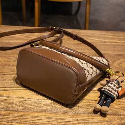 Women's Rabbit Muse Bucket Bag - Heritage Print & Crafted Leather Convertible Carry with Signature Charm & Optimized Capacity