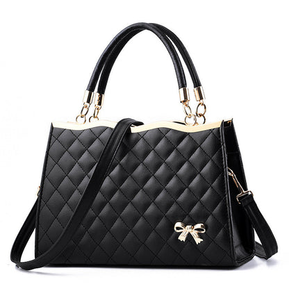 Women's Quilted Bow-Accent Structured Tote Bag – Oversized Shoulder & Crossbody Handbag for Women, Timeless Elegance