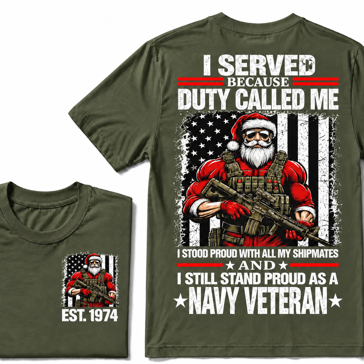 I Served Because Duty Called Me  I Stood Proud With All My Shipmates And I Still Stand Proud As A Navy Veteran Custom Year T-shirt