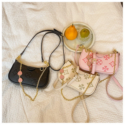 Women's Heritage Print Satchel – Mini Convertible Mahjong Bag with Artisan Monogram & Chain Strap