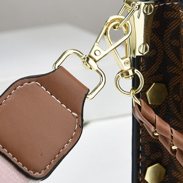 Women's Plaid Phone Crossbody Bag - Mini Shoulder Bag with Detachable Strap (Fits iPhone Plus)
