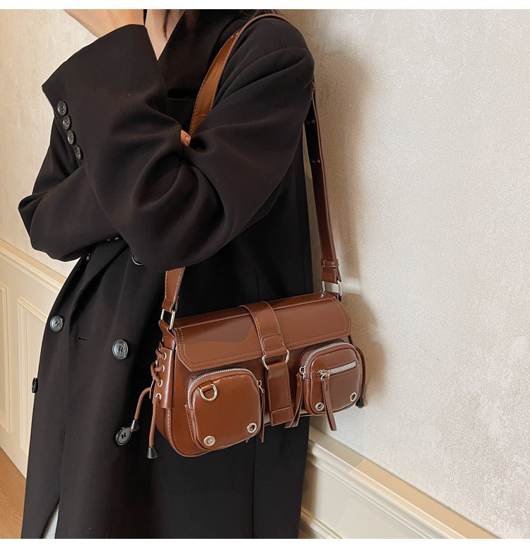 Women’s Structured Baguette Bag - PU Leather Topstitched Purse for Urban Minimalism