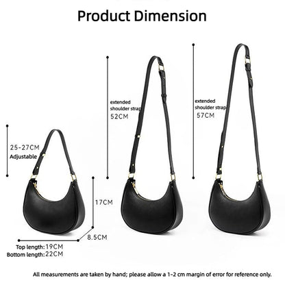 Women's Crescent Moon Hobo Bag — Effortlessly Versatile Underarm Purse with Refined Details
