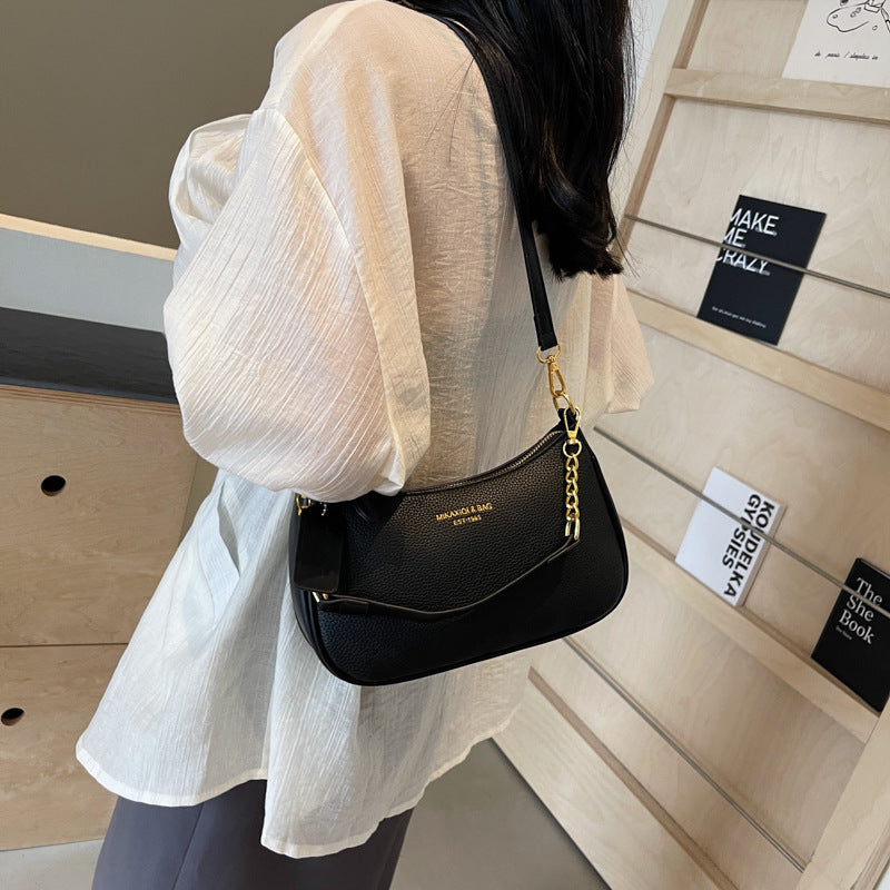 Women's Artisan Crescent Crossbody Bag - Versatile Shoulder Bag with Chain Strap & Convertible Carry