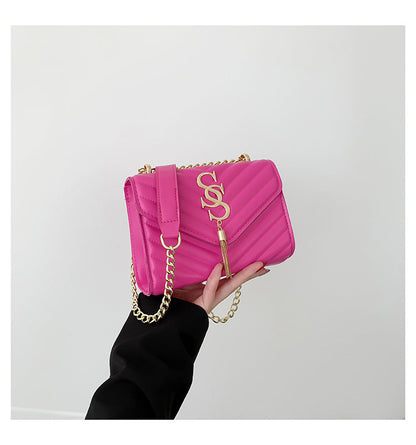 Women's Lattice Chain Satchel - Artisan-Quilted Crossbody with Signature Hardware