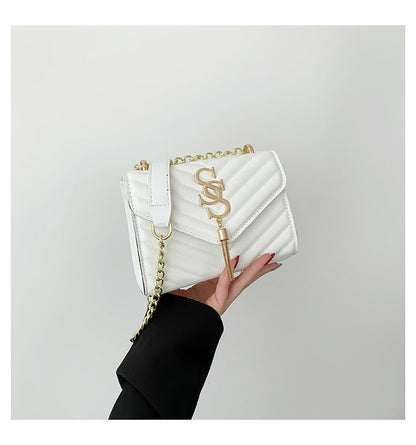 Women's Lattice Chain Satchel - Artisan-Quilted Crossbody with Signature Hardware