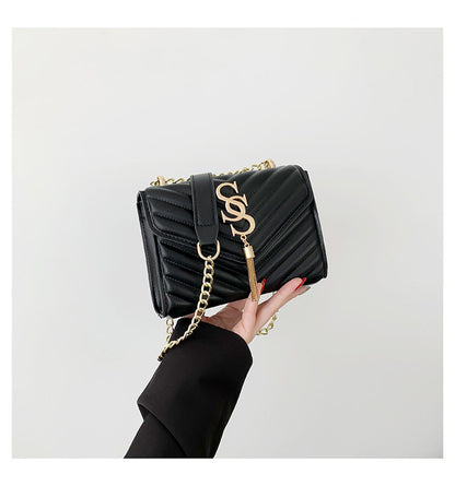 Women's Lattice Chain Satchel - Artisan-Quilted Crossbody with Signature Hardware