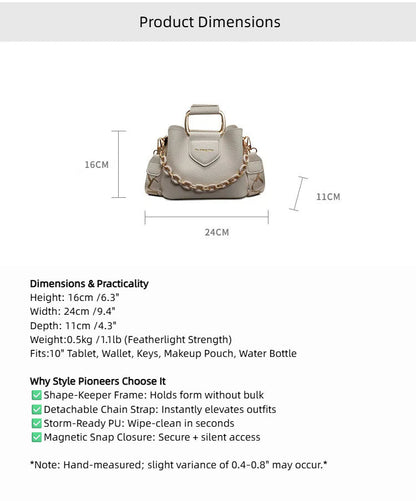Women's Fashion Tote Bag - Convertible Shoulder to Crossbody Purse with Detachable Chain Strap, Minimalist PU Leather Commuter Handbag
