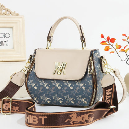 Women's Classic Letter Print Apple Bag - Multi-Way Crossbody Shoulder Tote Handbag Purse