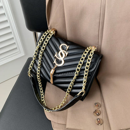 Women's Lattice Chain Satchel - Artisan-Quilted Crossbody with Signature Hardware