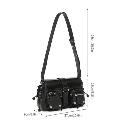 Women’s Structured Baguette Bag - PU Leather Topstitched Purse for Urban Minimalism