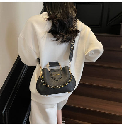 Women's Fashion Tote Bag - Convertible Shoulder to Crossbody Purse with Detachable Chain Strap, Minimalist PU Leather Commuter Handbag
