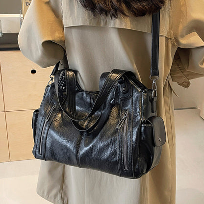 Women's Large-Capacity Vintage Tote Bag: Versatile High-End Shoulder and Handbag, Suitable for Crossbody Wear