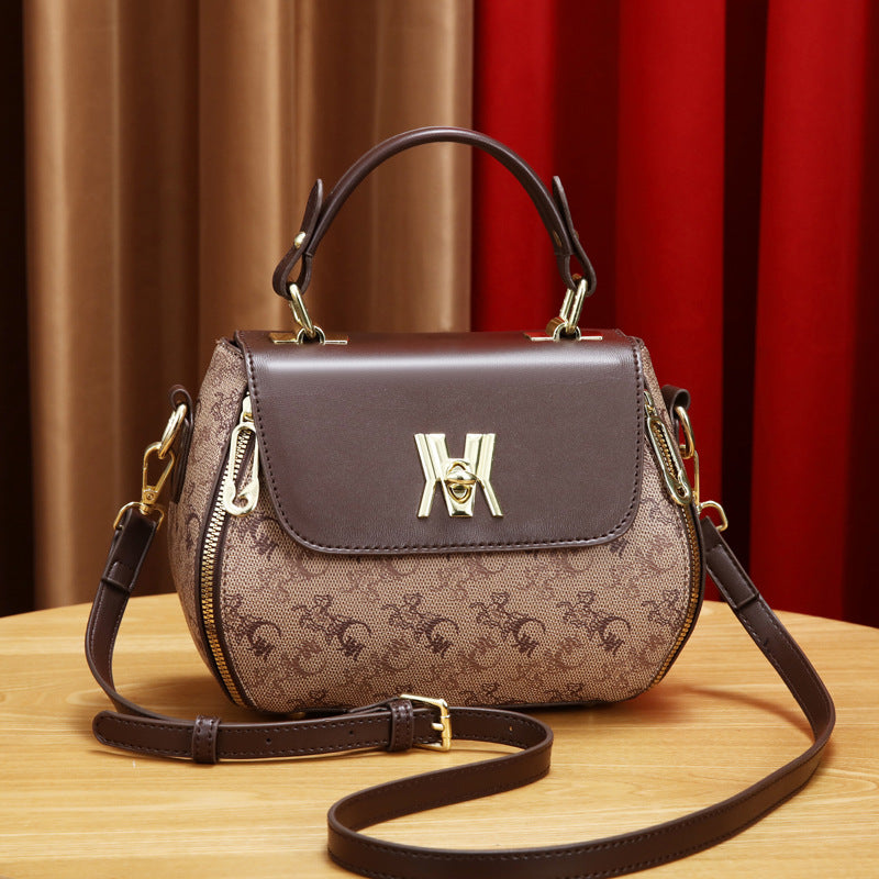 Women's Classic Letter Print Apple Bag - Multi-Way Crossbody Shoulder Tote Handbag Purse