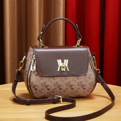 Women's Classic Letter Print Apple Bag - Multi-Way Crossbody Shoulder Tote Handbag Purse