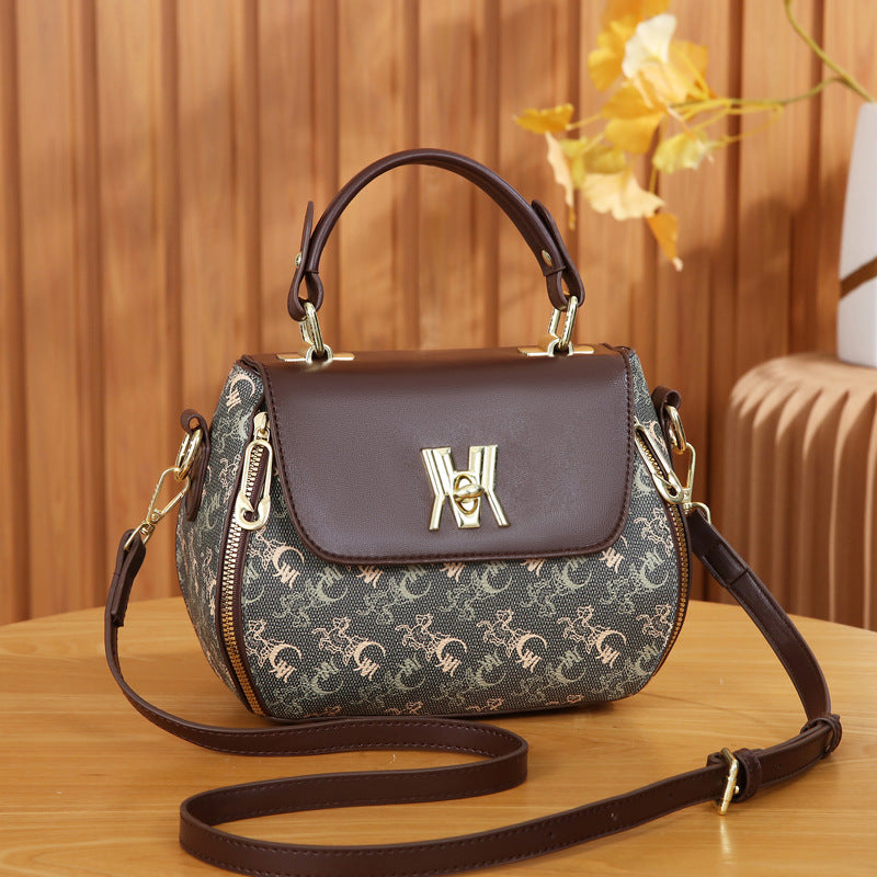 Women's Classic Letter Print Apple Bag - Multi-Way Crossbody Shoulder Tote Handbag Purse