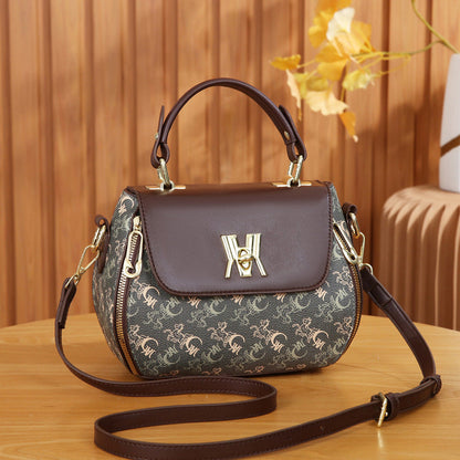 Women's Classic Letter Print Apple Bag - Multi-Way Crossbody Shoulder Tote Handbag Purse