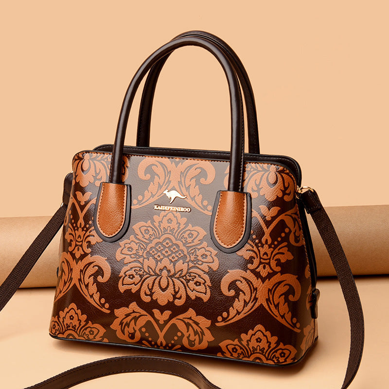 Women's Gilded Heirloom Satchel - Hand-Tooled Embossed Leather Convertible with Timeless Architecture & Artisan Legacy