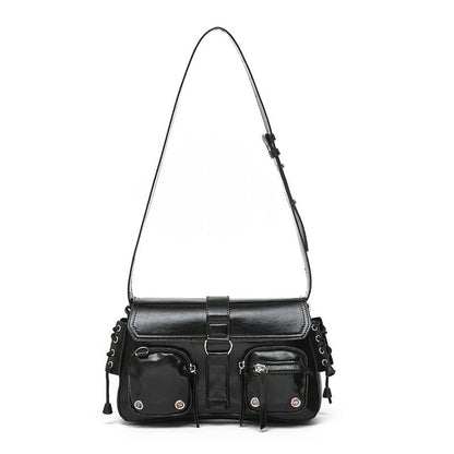 Women’s Structured Baguette Bag - PU Leather Topstitched Purse for Urban Minimalism