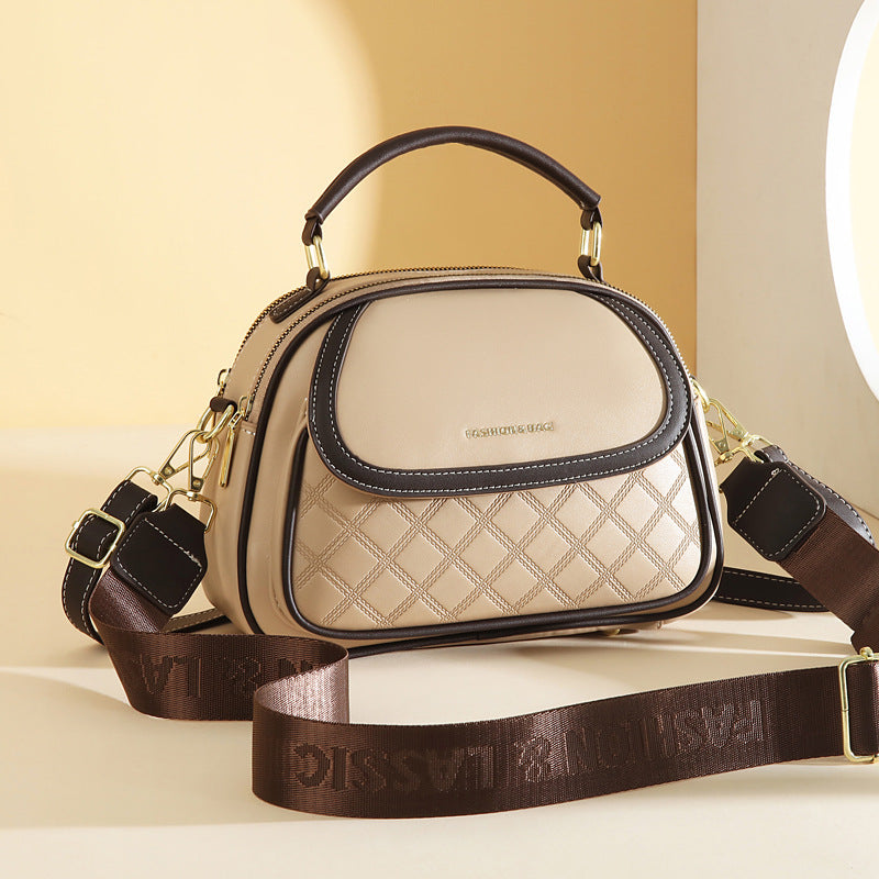 Women's Quilted Round Bag – Crossbody & Shoulder Mini Purse for Women