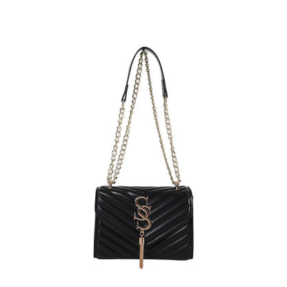 Women's Lattice Chain Satchel - Artisan-Quilted Crossbody with Signature Hardware