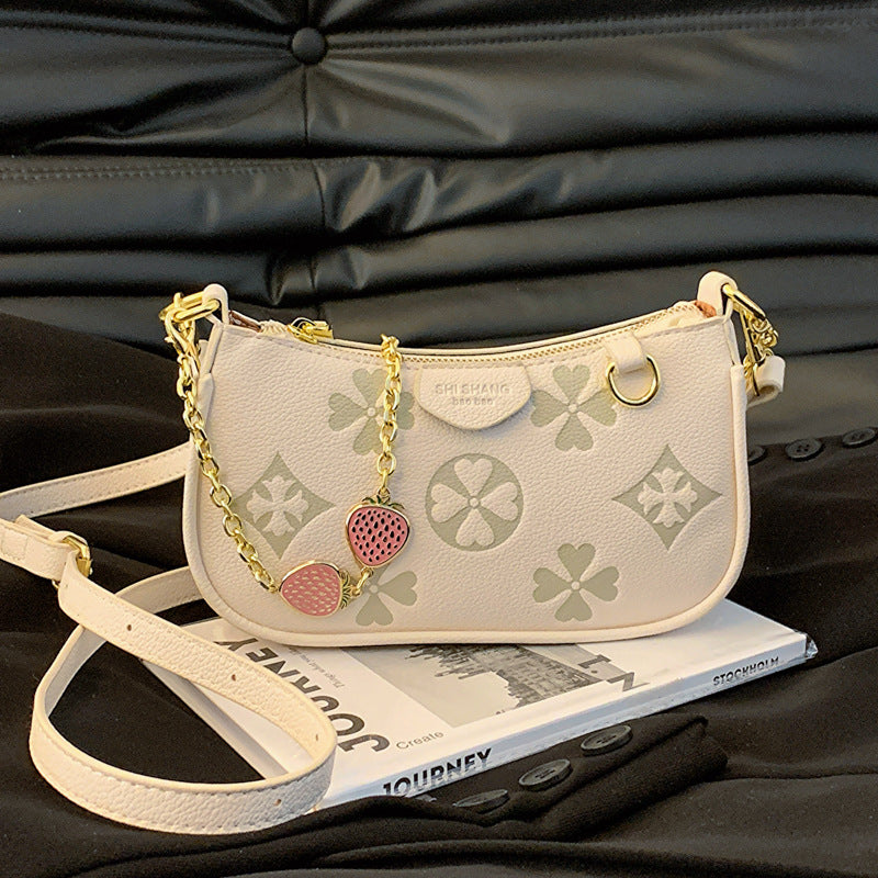 Women's Heritage Print Satchel – Mini Convertible Mahjong Bag with Artisan Monogram & Chain Strap