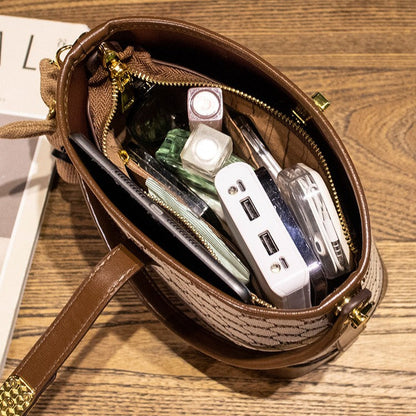 Women's Rabbit Muse Bucket Bag - Heritage Print & Crafted Leather Convertible Carry with Signature Charm & Optimized Capacity
