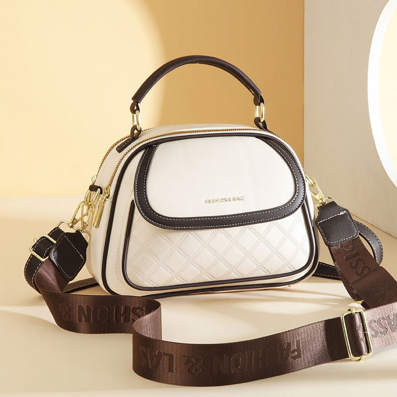Women's Quilted Round Bag – Crossbody & Shoulder Mini Purse for Women
