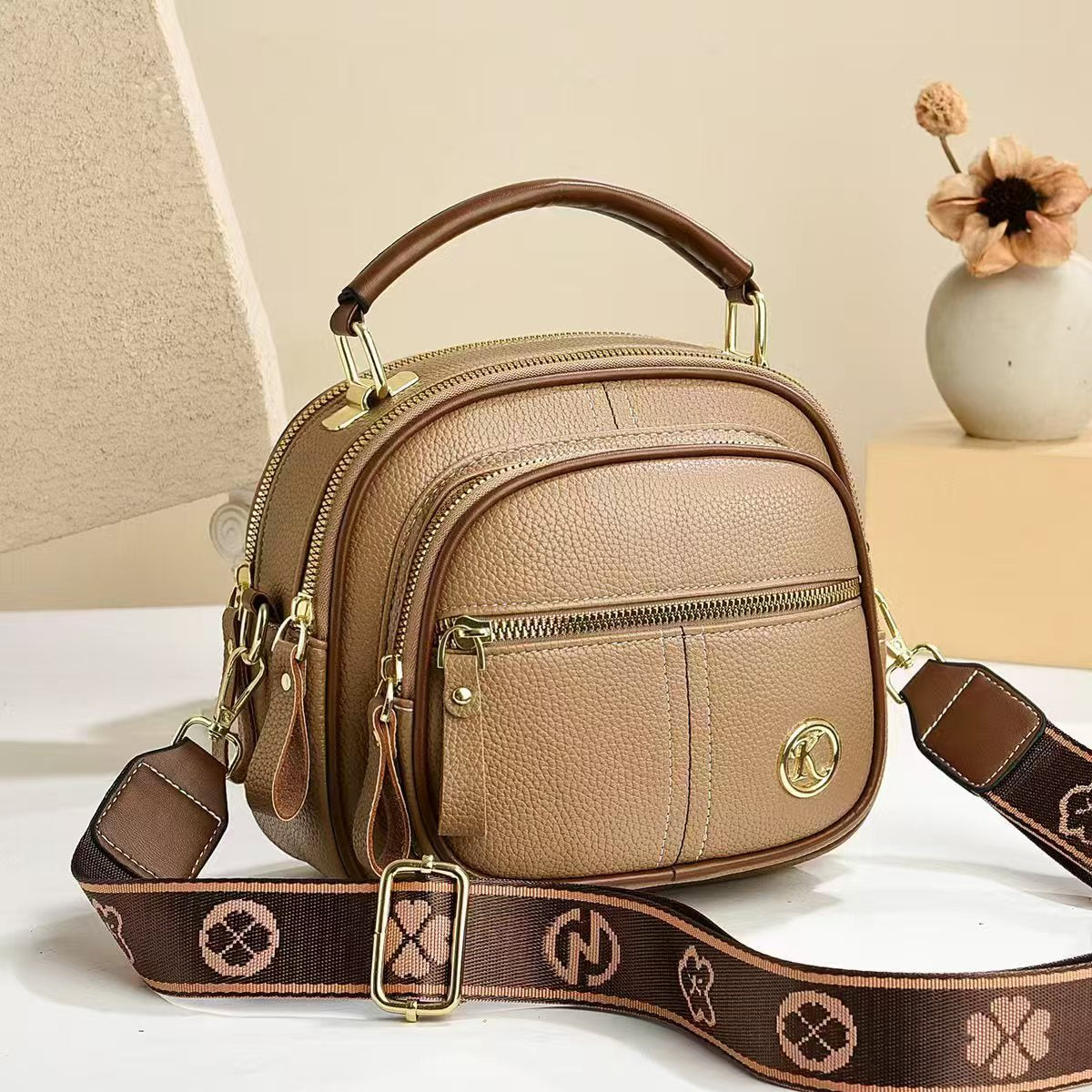 Women's Multi-Zip Compact Satchel — Premium Convertible Shoulder & Crossbody Bag with Curated Organization & Elevated Everyday Style