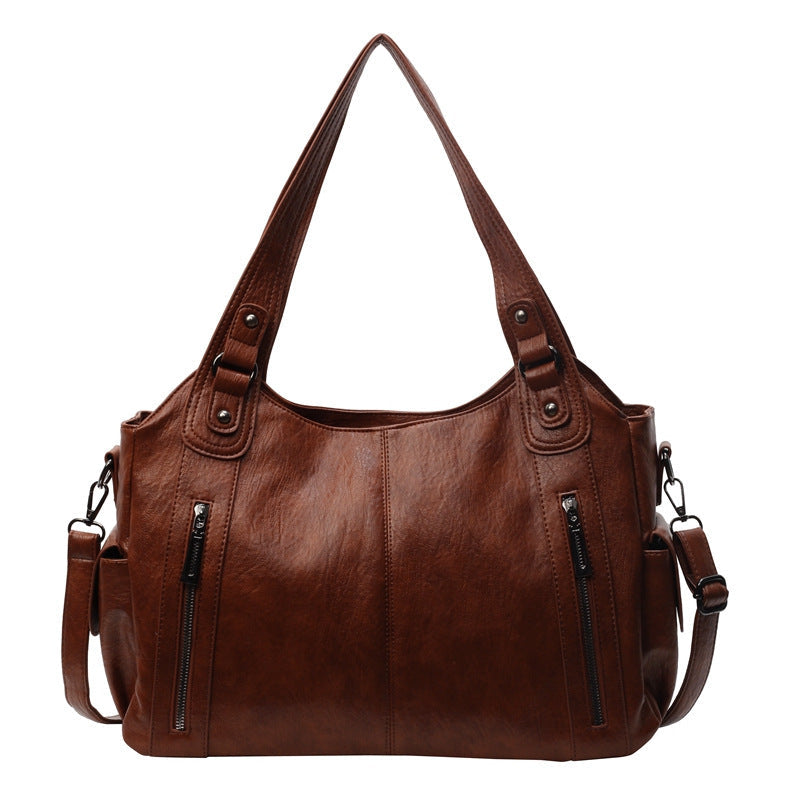 Women's Large-Capacity Vintage Tote Bag: Versatile High-End Shoulder and Handbag, Suitable for Crossbody Wear