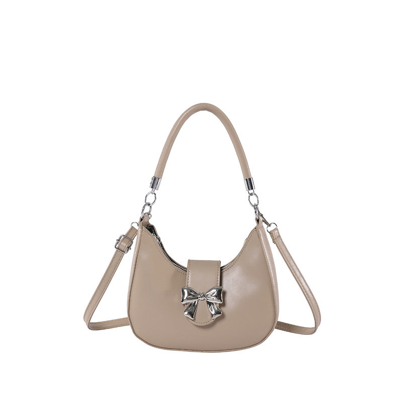 Women’s Bow-Adorned Chain Shoulder Bag - Crossbody Purse with Detachable Strap
