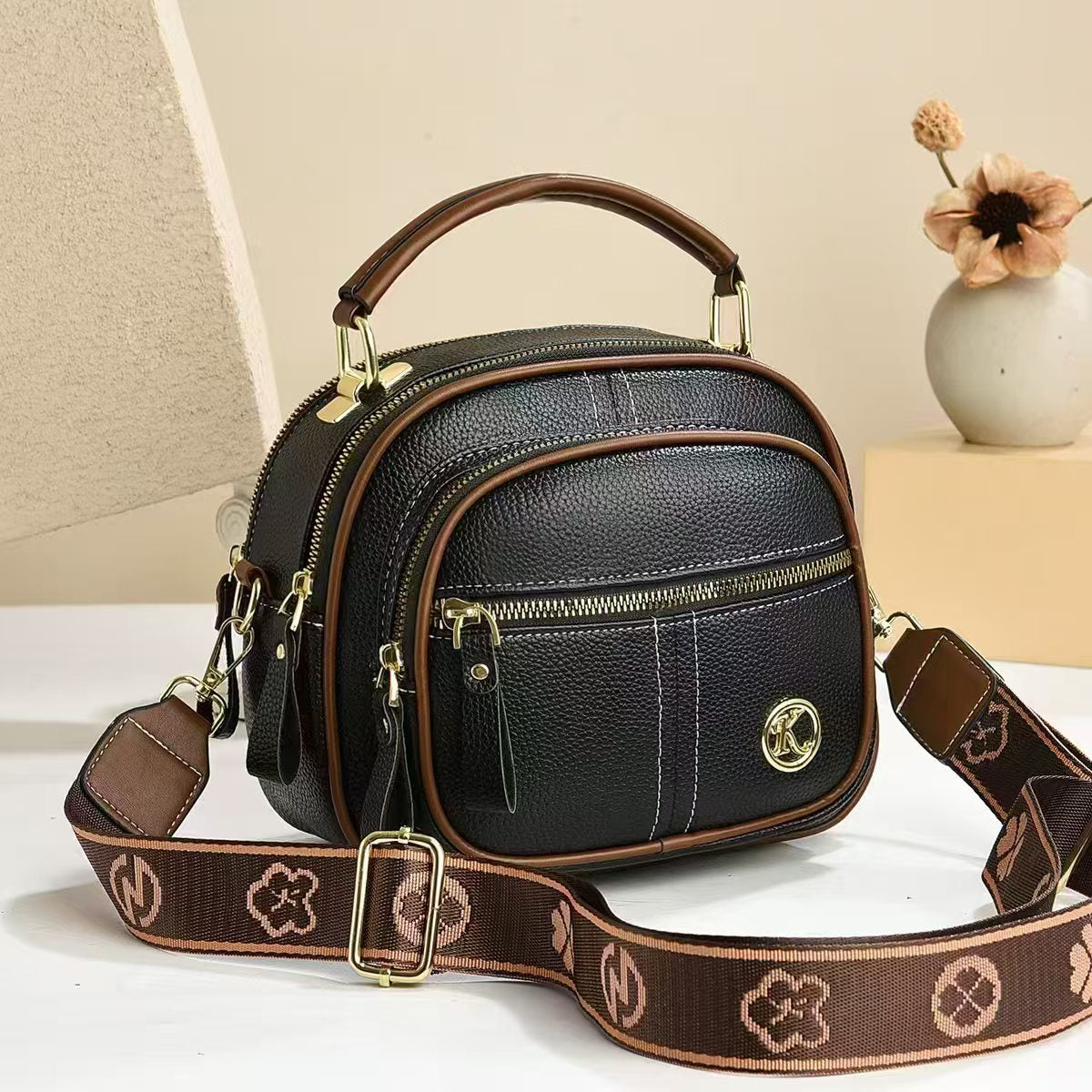 Women's Multi-Zip Compact Satchel — Premium Convertible Shoulder & Crossbody Bag with Curated Organization & Elevated Everyday Style