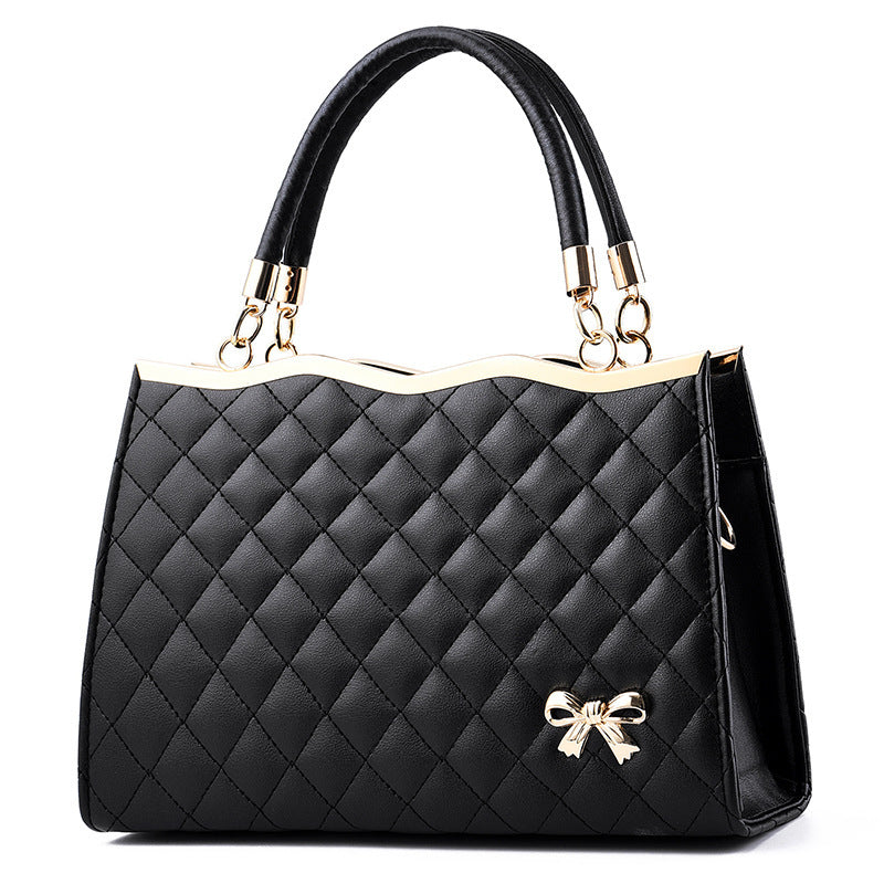 Women's Quilted Bow-Accent Structured Tote Bag – Oversized Shoulder & Crossbody Handbag for Women, Timeless Elegance