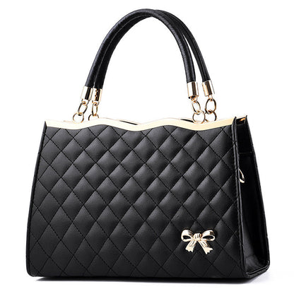 Women's Quilted Bow-Accent Structured Tote Bag – Oversized Shoulder & Crossbody Handbag for Women, Timeless Elegance