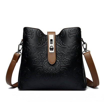 Women's Heritage Artisan Bucket - Distinctive Hand-Blocked Motifs on Heirloom Leather with Village-to-City Versatility