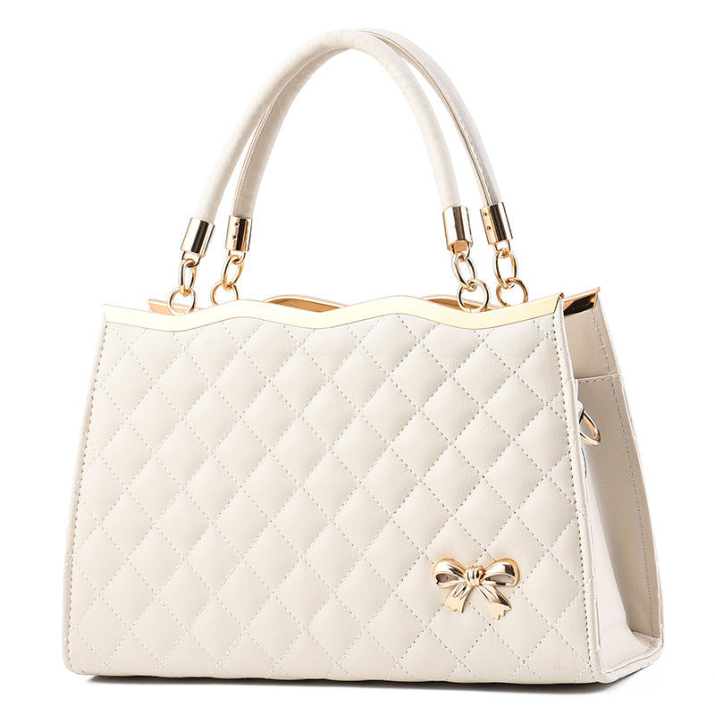 Women's Quilted Bow-Accent Structured Tote Bag – Oversized Shoulder & Crossbody Handbag for Women, Timeless Elegance