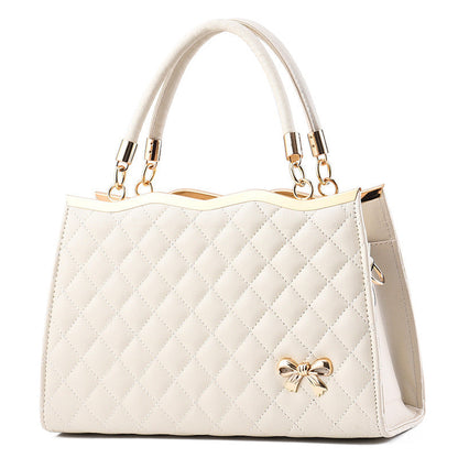 Women's Quilted Bow-Accent Structured Tote Bag – Oversized Shoulder & Crossbody Handbag for Women, Timeless Elegance